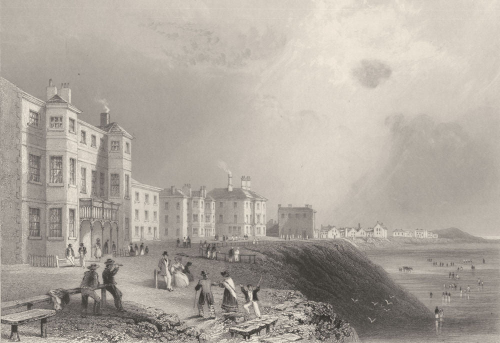 LANCASHIRE. Blackpool. Many Figures. (Bartlett/Finden) 1842 old antique print